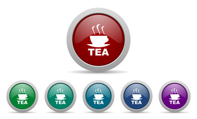 tea vector web icons set