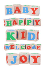 wooden cubes isolated on white background