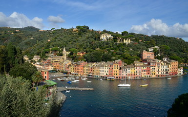 Fototapeta na wymiar Panoramic view over Portofino, Liguria, Italy