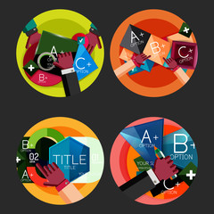 Set of flat design circle option infographics concepts