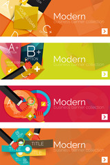Collection of flat web infographic concepts and banners, various