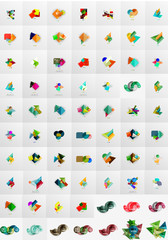 Geometric banners, templates, layouts. Paper graphics. Mega