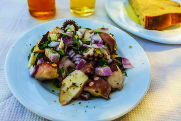 Octopus salad, traditional Mediterranean salad