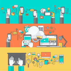 Color line banners for mobile and web apps and services