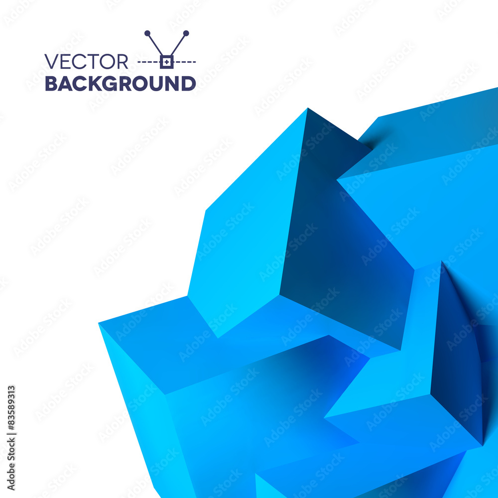 Poster Abstract background with overlapping blue cubes