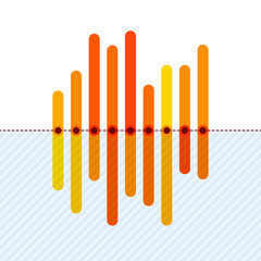 Infographics with asymmetric orange overlapping bars