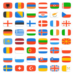 Flags of Europe, complete set. Vector icons