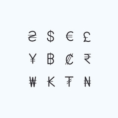 Currency Outline vector icons for web and mobile