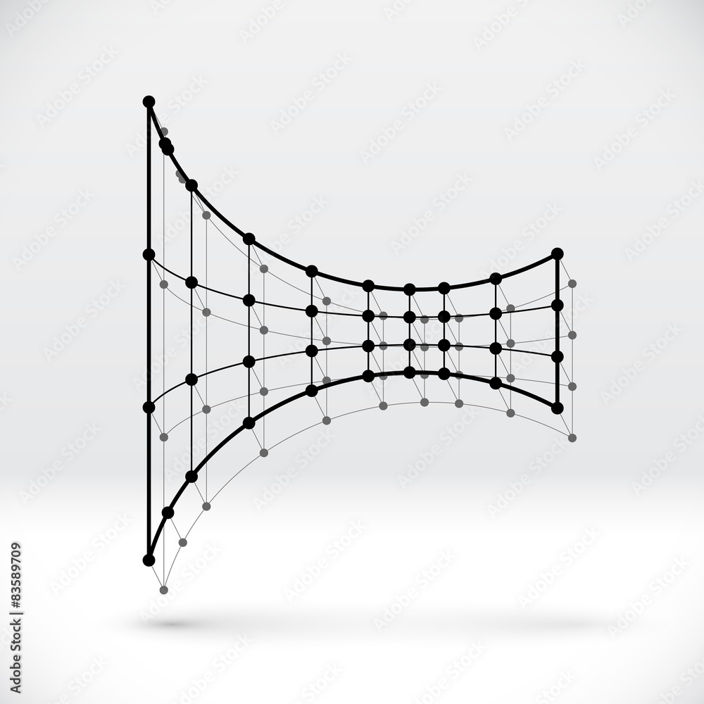 Poster Abstract 3D wireframe shape with connected structure