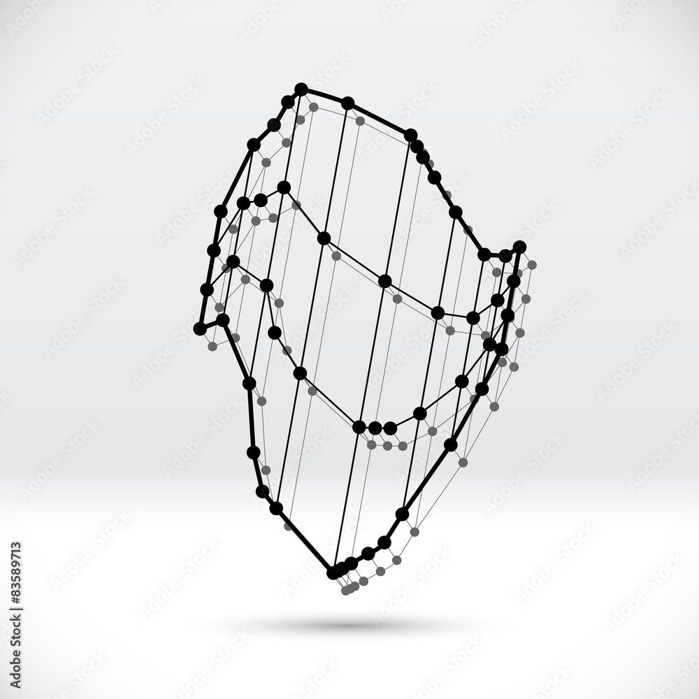 Poster Abstract 3D wireframe shape with connected structure