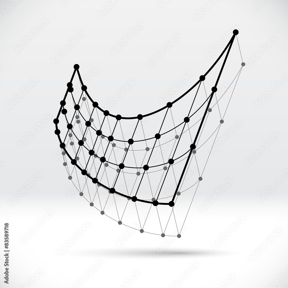 Poster Abstract 3D wireframe shape with connected structure