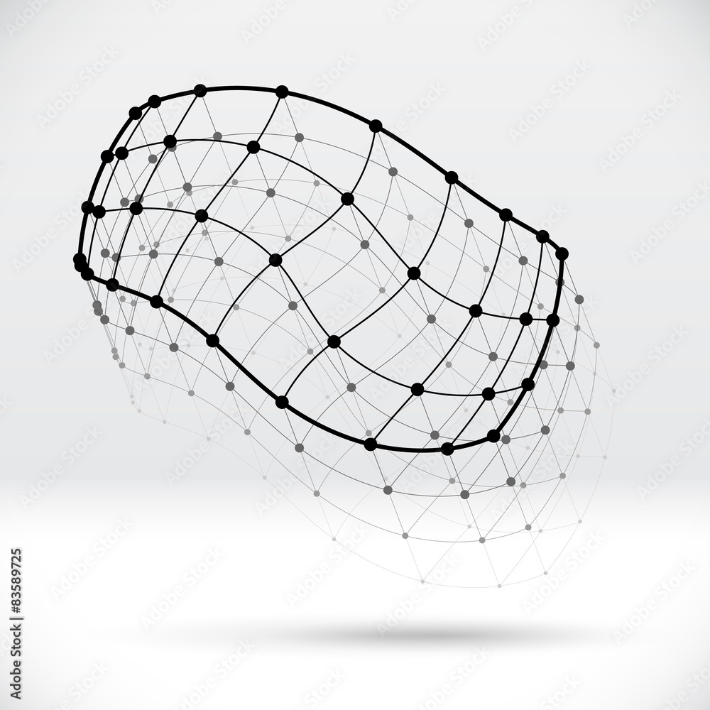 Aufkleber Abstract 3D wireframe shape with connected structure