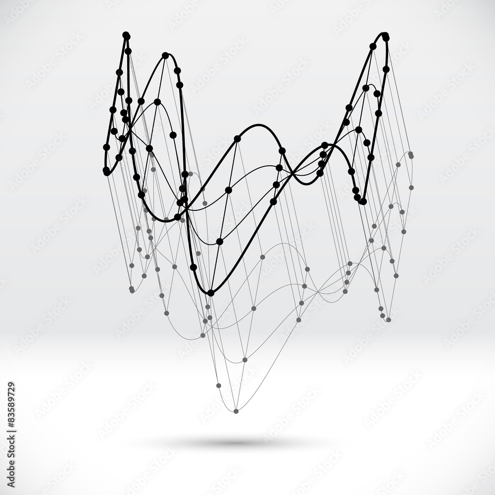 Aufkleber Abstract 3D wireframe shape with connected structure