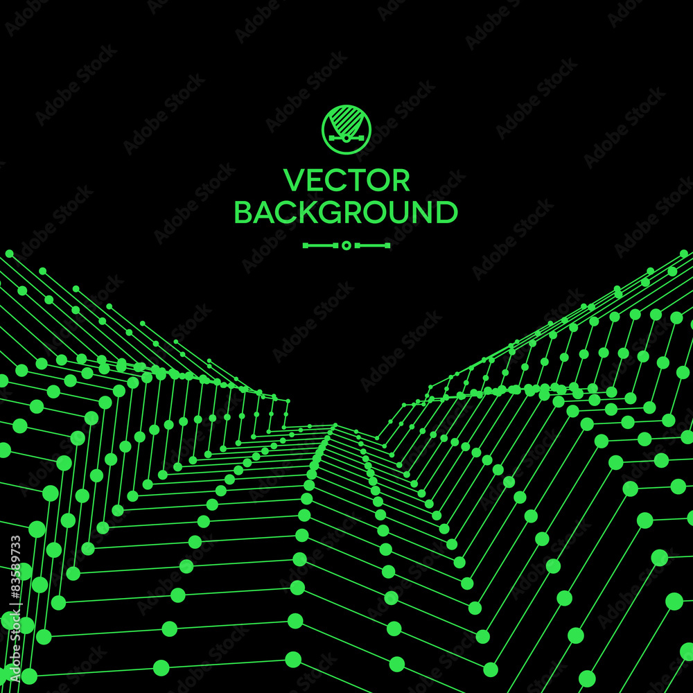 Poster wavy grid made of connected dots