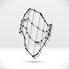 Abstract 3D wireframe shape with connected structure