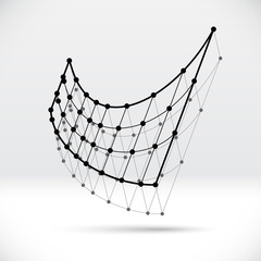 Abstract 3D wireframe shape with connected structure