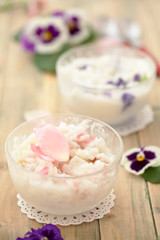 Risotto with edible flowers.