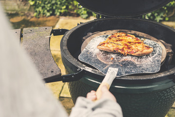 Cooking Homemade Pizza on BBQ