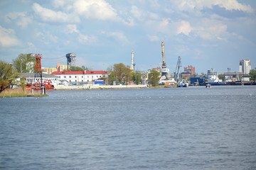 KALININGRAD, RUSSIA - MAY 03, 2015: Panorama of trade seaport
