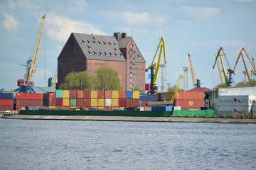 KALININGRAD, RUSSIA - MAY 03, 2015: The container terminal and t