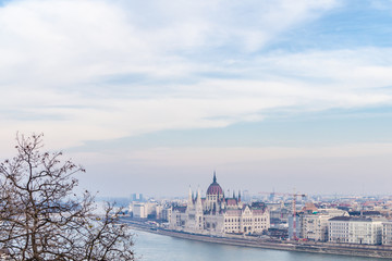 Fototapeta na wymiar View of the Hungarian Parliament Building, Budapest, Hungary 