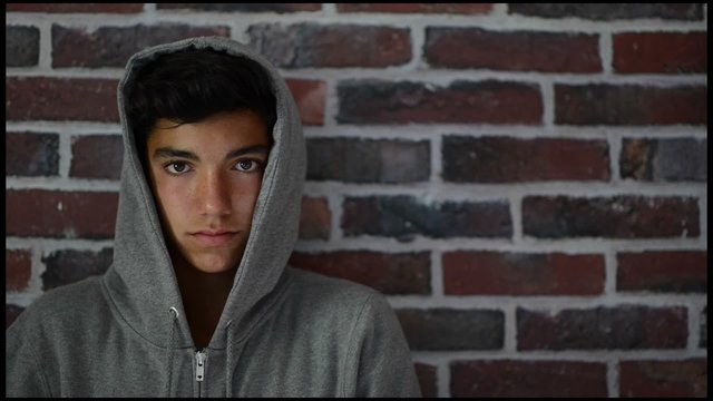Teennager Boy in hooded top