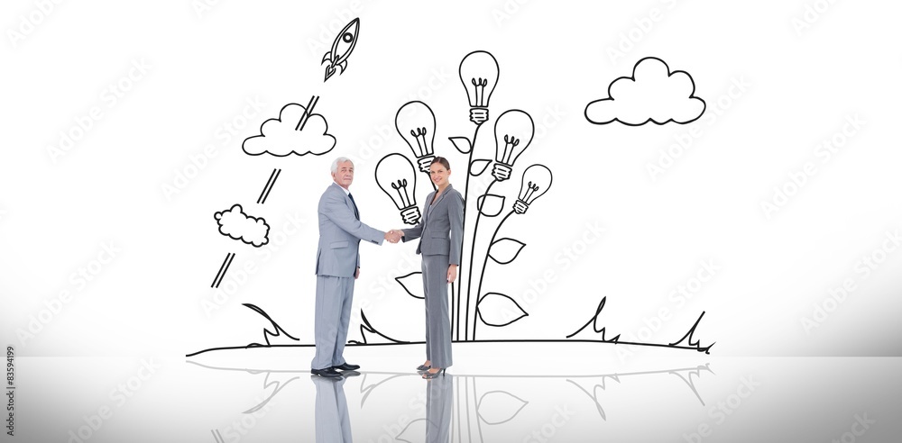 Poster composite image of business team shaking hands