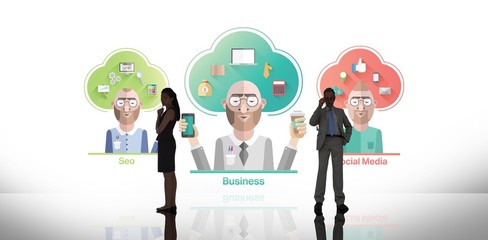 Composite image of thinking businesswoman