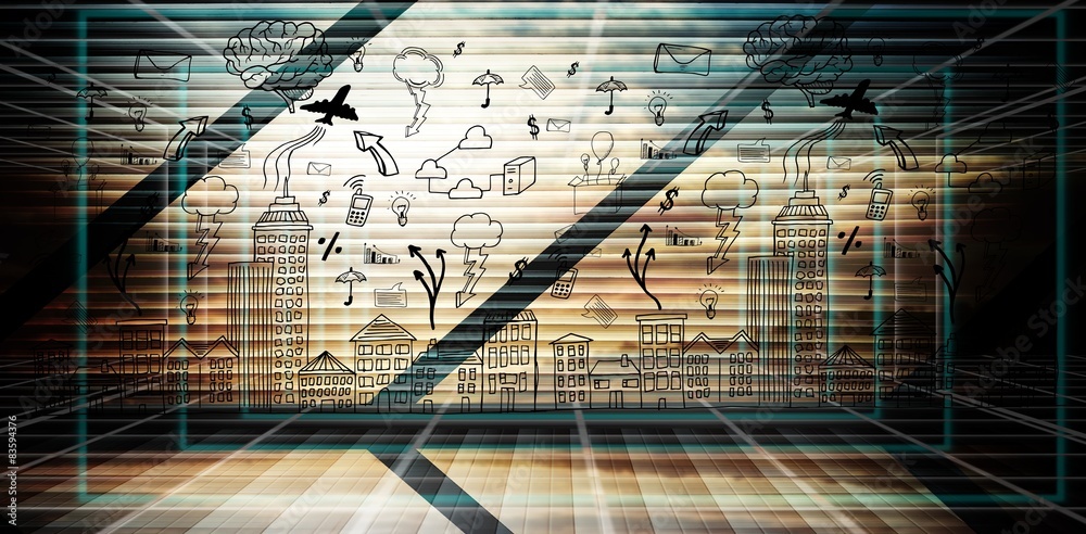 Poster composite image of cityscape with brainstorm