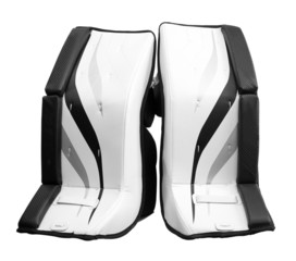 Ice hockey goalie pads isolated on white