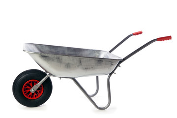 Galvanized wheelbarrow isolated