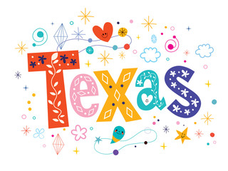 Texas decorative type lettering text design