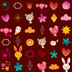 Fototapeta premium cute animals kids pattern