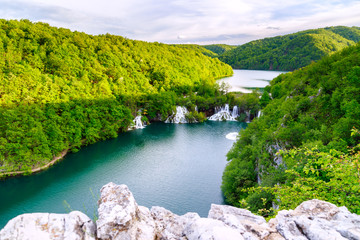 Fototapeta premium Aerial view in Plitvice National Park