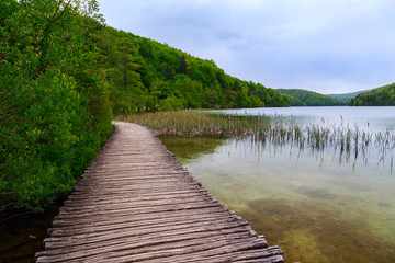 Boardwalk in the park Plitvice lakes