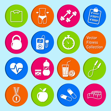 vector set of fitness and health life icons