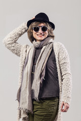 Obraz premium Adult woman on white background