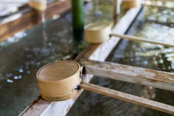 A cleansing well in a peaceful Japanese temple.