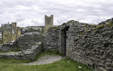 Fototapeta na wymiar Aberystwyth town castle ruins
