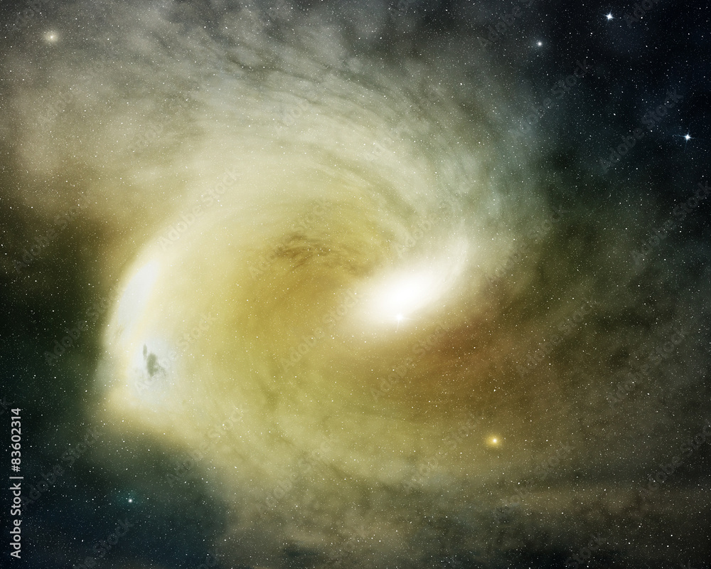 Wall mural spiral nebula glowing in the outer space