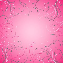 Floral card with thin stems on pink background