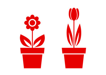 Flower icons on white background