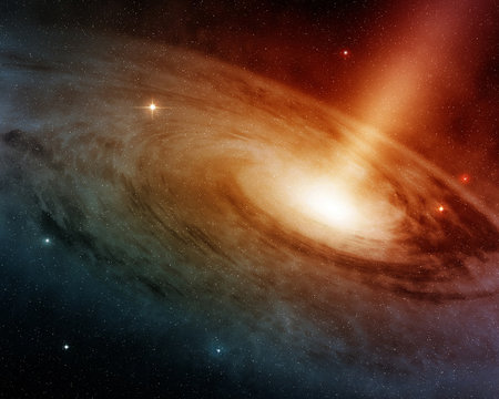 Fototapeta spiral galaxy system glowing into deep space