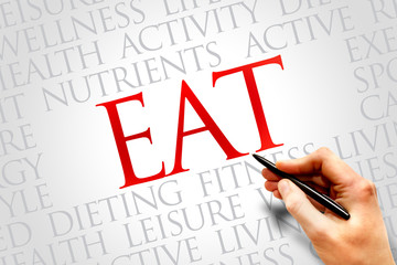 EAT word cloud, fitness, sport, health concept