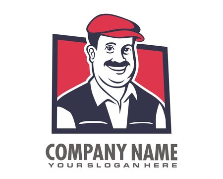 friendly man mustache logo image vector