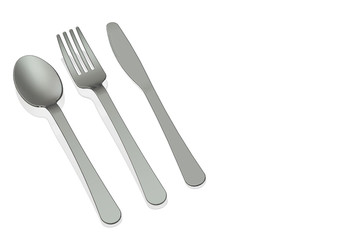 Stainless Steel spoon,knife and fork on white background