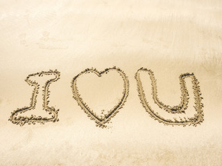 writing on sand in the sea beach