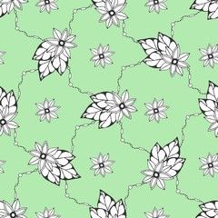 Seamless pattern with hand drawn flowers. Seamless pattern can be used for wallpaper, pattern fills, fabric. textile