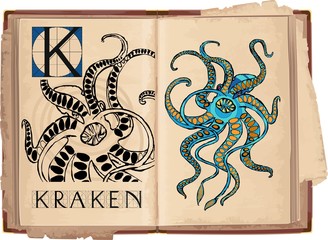 letter K with Kraken