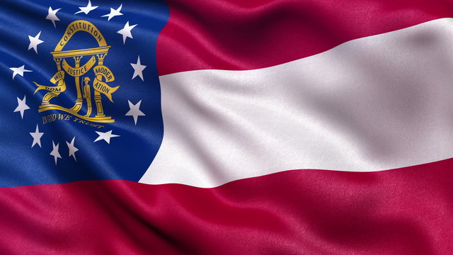 US state flagof Georgia waving in the wind - seamless loop